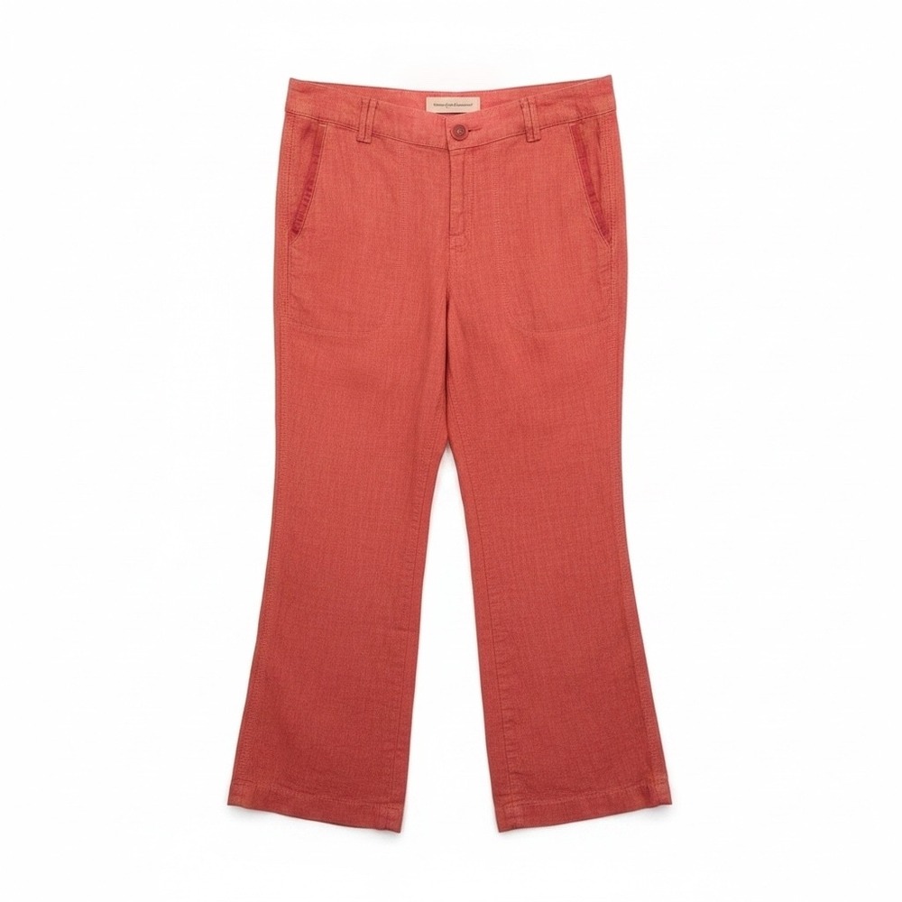Pilcro and the Letterpress Linen Cotton Wide Leg Pants Coral Excellent 12 Women